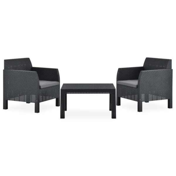 Provira 3-delige Loungeset met kussens PP rattan antracietkleurig