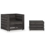 Provira 2-delige Loungeset pallet geïmpregneerd grenenhout grijs