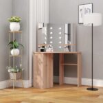 Provira Hoekkaptafel met LED 111x54x141,5 cm eikenkleurig