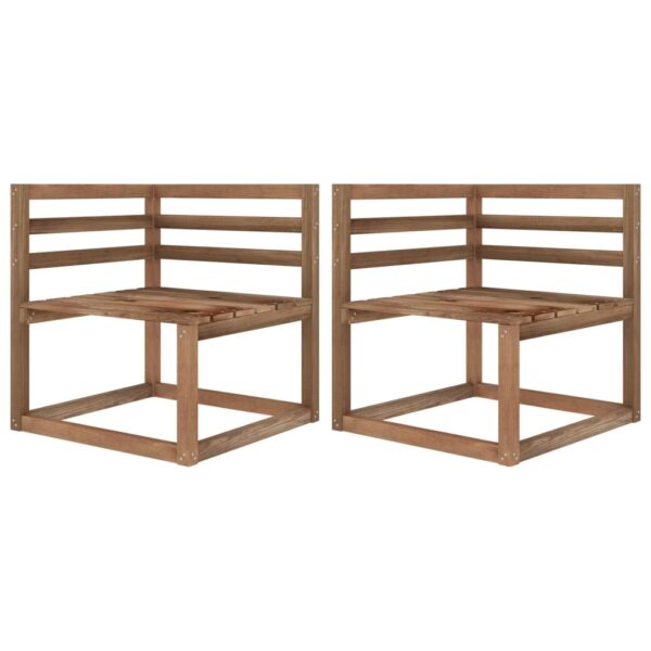 Provira Tuinhoekbanken 2 st pallet bruin geïmpregneerd grenenhout