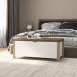Provira Opbergbox en kussen 105x40x45 cm spaanplaat wit en sonoma eiken