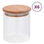 Provira Opbergpotten met bamboe deksel 6 st 600 ml glas