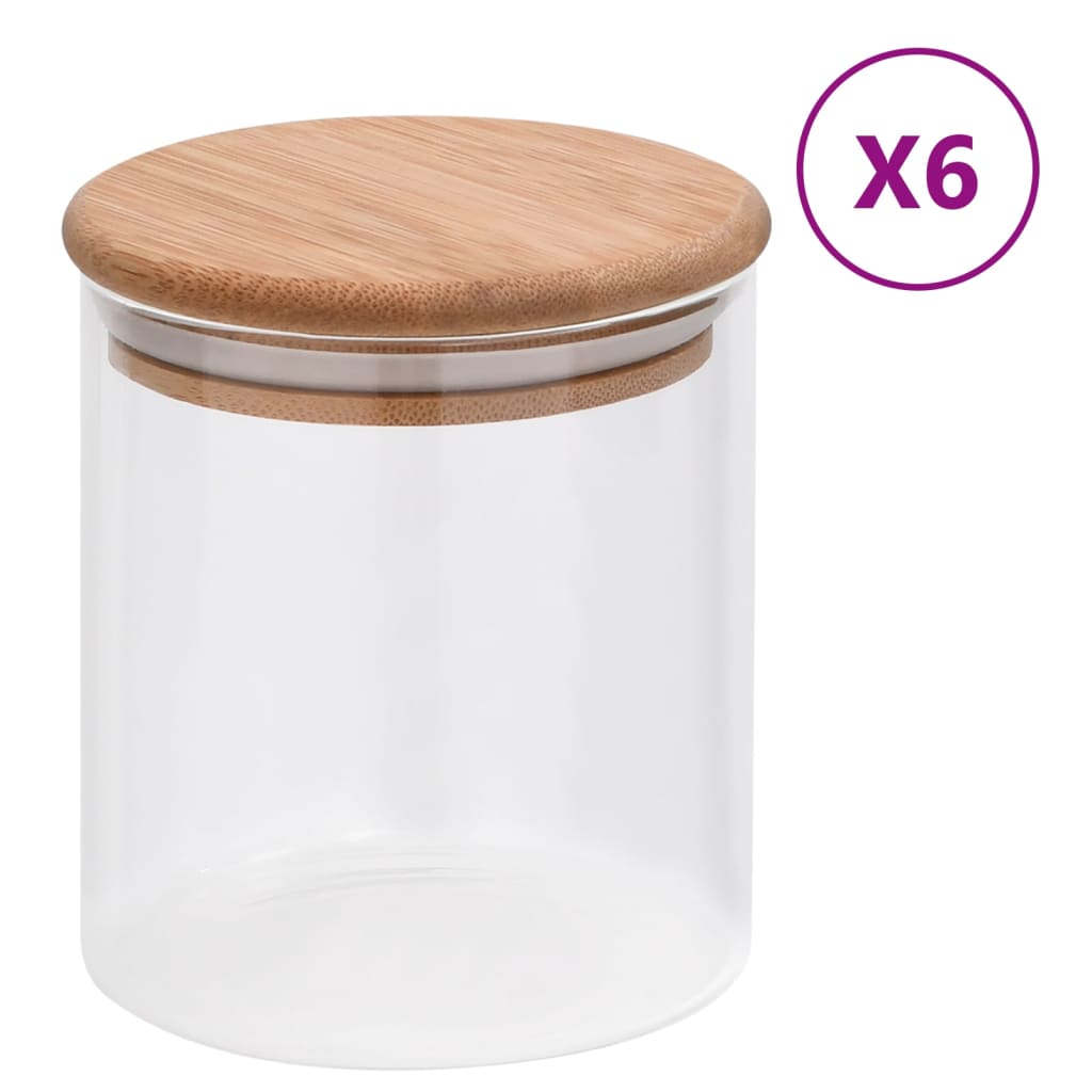 8720286351055_a_en_hd_1 Provira Opbergpotten met bamboe deksel 6 st 600 ml glas - Image 1
