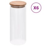 Provira Opbergpotten met bamboe deksel 6 st 1000 ml glas