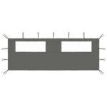 Provira Prieelzijwand met ramen 6x2 m antracietkleurig