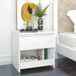 Provira Nachtkastjes 2 st 40x30x39 cm bewerkt hout hoogglans wit