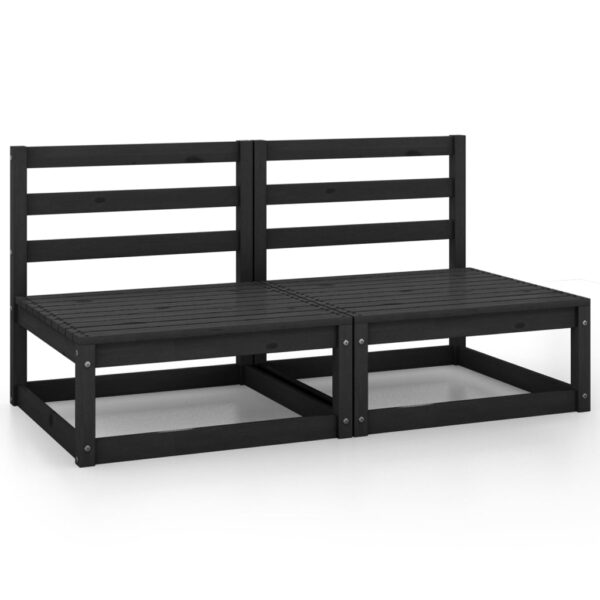Provira Tuinmiddenbank 2 st massief grenenhout zwart
