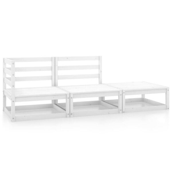 Provira 3-delige Loungeset massief grenenhout wit