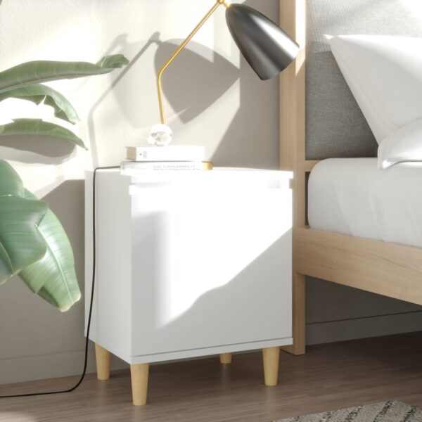 Provira Nachtkastjes 2 st met massief houten poten 40x30x50 cm wit