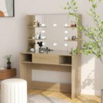 Provira Kaptafel met LED-verlichting 100x40x135 cm MDF eikenkleurig