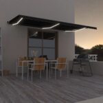 Provira Luifel handmatig uittrekbaar met LED 600x350 cm antracietkleur