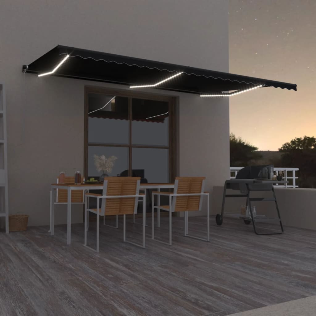 8720286395684_m_en_hd_1 Provira Luifel handmatig uittrekbaar met LED 600x350 cm antracietkleur - Image 1