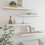 Provira Wandschappen zwevend 4 st 80x23,5x3,8 cm MDF eikenkleurig wit