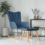 Provira Schommelstoel met voetenbank stof blauw