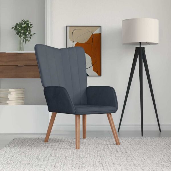 Provira Relaxstoel fluweel donkergrijs