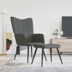 Provira Relaxstoel met voetenbank stof donkergrijs