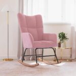 Provira Schommelstoel fluweel roze