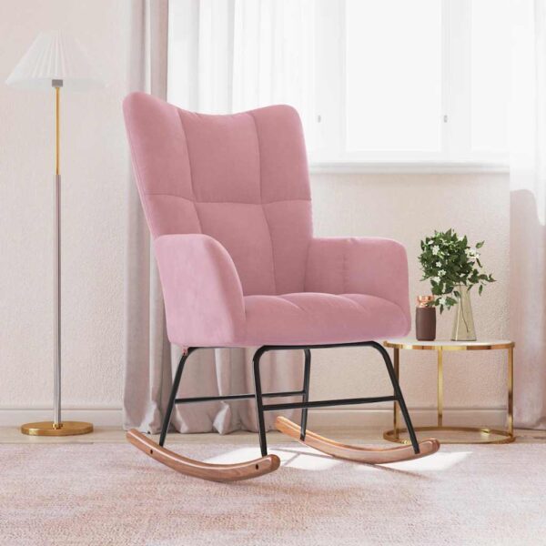 Provira Schommelstoel fluweel roze