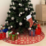 Provira Kerstboomrok luxe met sok 90 cm stof rood