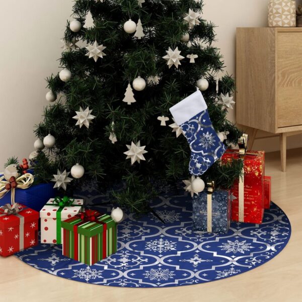 Provira Kerstboomrok luxe met sok 90 cm stof blauw
