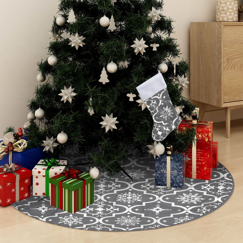 8720286445914_m_en_hd_1 Provira Kerstboomrok luxe met sok 122 cm stof grijs - Image 1