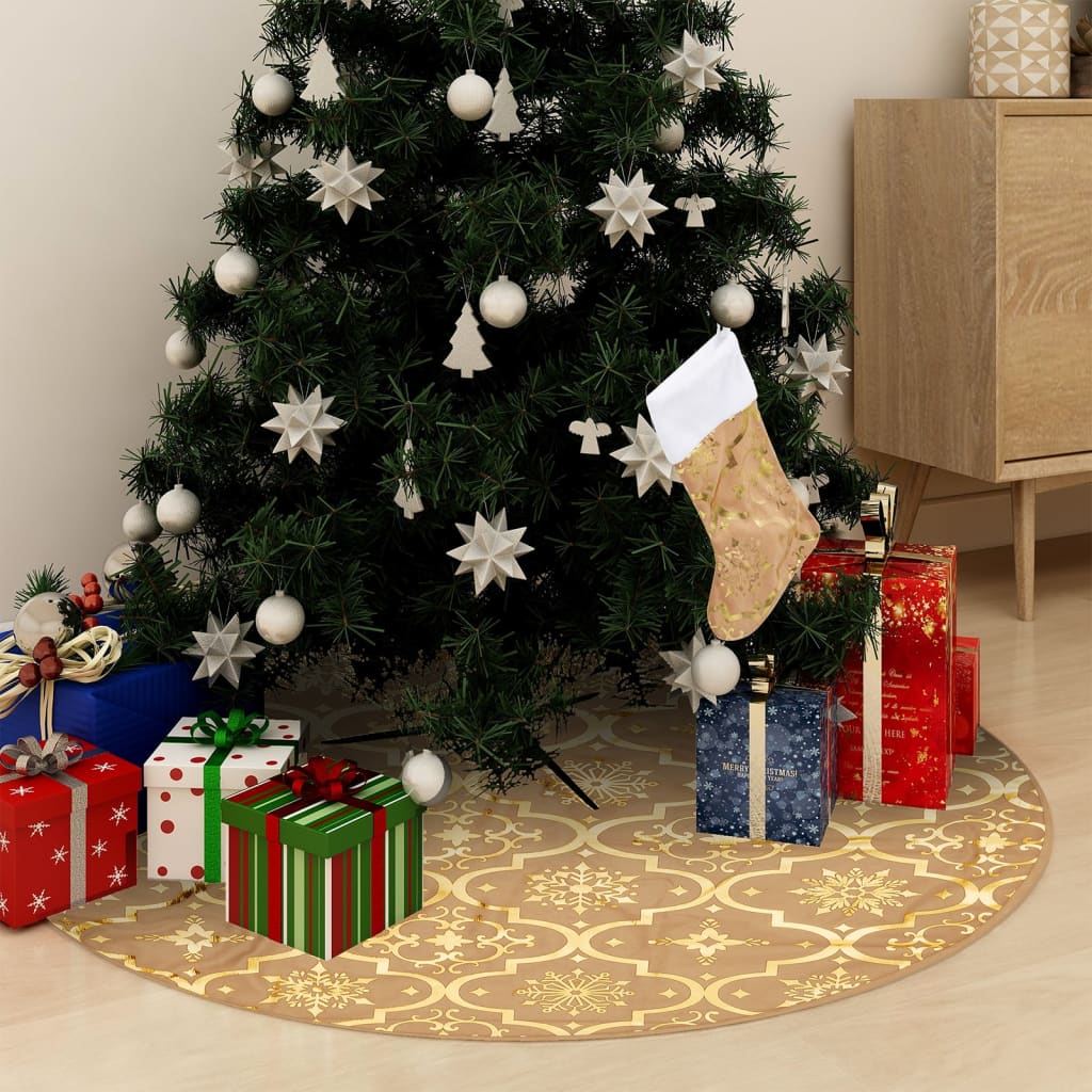 8720286446003_m_en_hd_1 Provira Kerstboomrok luxe met sok 122 cm stof geel - Image 1