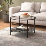 Provira Salontafel 70 cm gehard glas zwart en transparant
