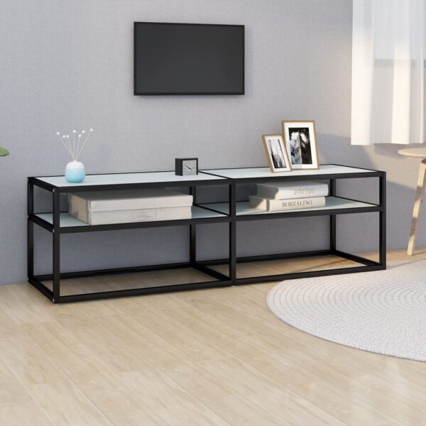 Provira Tv-meubel 140x40x40,5 cm gehard glas witmarmerkleurig
