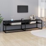 Provira Tv-meubel 160x40x40,5 cm gehard glas zwartmarmerkleurig