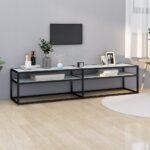 Provira Tv-meubel 180x40x40,5 cm gehard glas witmarmerkleurig