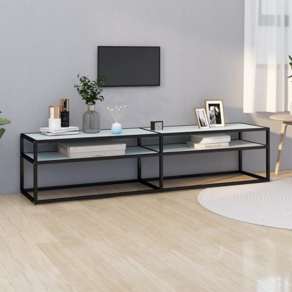 Provira Tv-meubel 180x40x40,5 cm gehard glas witmarmerkleurig
