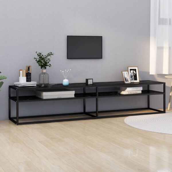 Provira Tv-meubel 200x40x40,5 cm gehard glas zwartmarmerkleurig