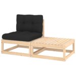 Provira 2-delige Loungeset met kussens massief grenenhout