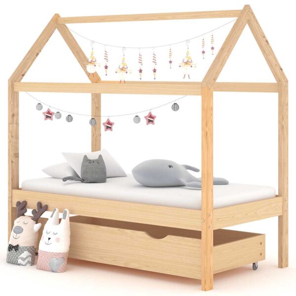 Provira Kinderbedframe met lade massief grenenhout 70x140 cm