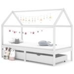 Provira Kinderbedframe met lades massief grenenhout 90x200 cm wit
