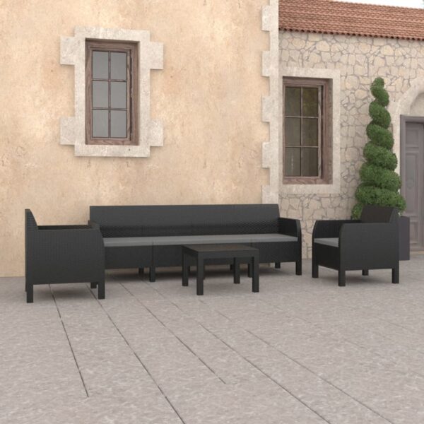 Provira 4-delige Loungeset met kussens PP rattan antracietkleurig