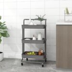 Provira Keukentrolley 3-laags 42x35x85 cm ijzer en ABS grijs