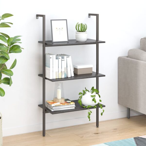 Provira Ladderrek met 3 schappen 64x35x120,5 cm zwart