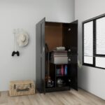 Provira Kledingkast 82,5x51,5x180 cm spaanplaat hoogglans zwart
