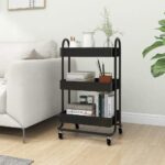 Provira Trolley 3-laags 43x34x79 cm staal zwart