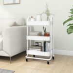 Provira Trolley 3-laags 43x34x79 cm staal wit