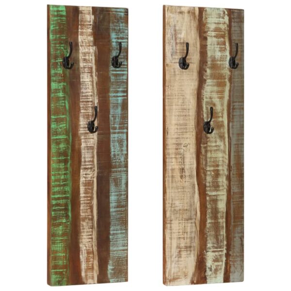 Provira Wandkapstokken 2 st 36x3x110 cm massief gerecycled hout