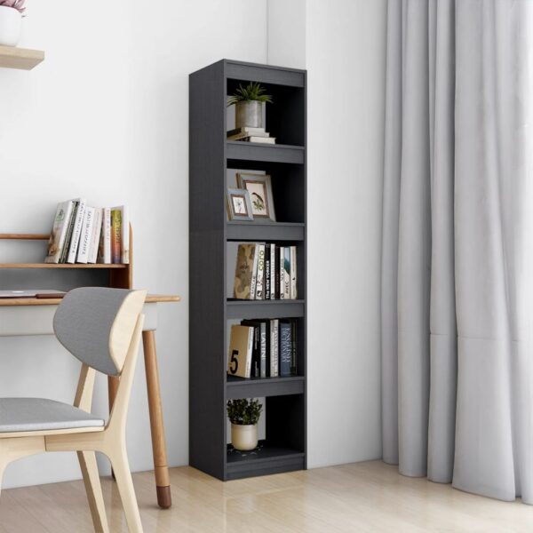 Provira Boekenkast/kamerscherm 40x30x167,5 cm massief grenenhout grijs