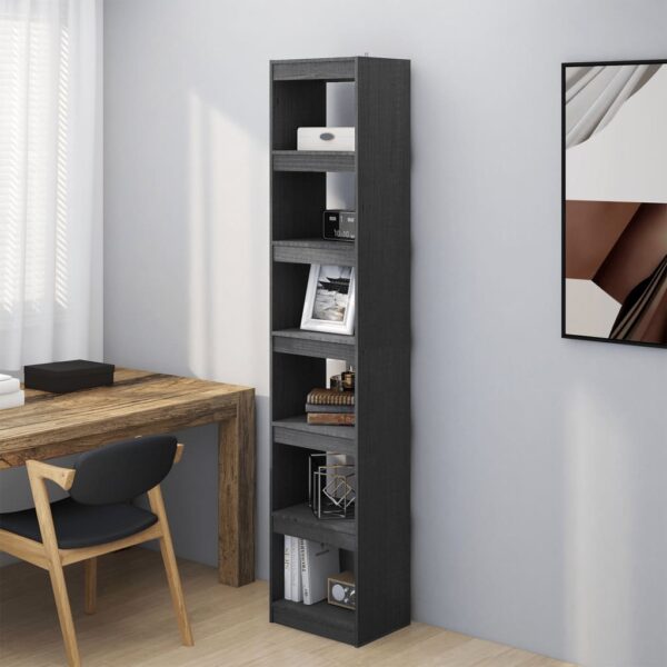 Provira Boekenkast/kamerscherm 40x30x199 cm massief grenenhout grijs