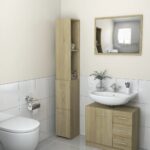 Provira Badkamerkast 25x26,5x170 cm bewerkt hout sonoma eikenkleurig