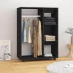 Provira Kledingkast 80x40x110 cm bewerkt hout zwart