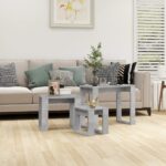 Provira 3-delige Tafeltjesset bewerkt hout betongrijs