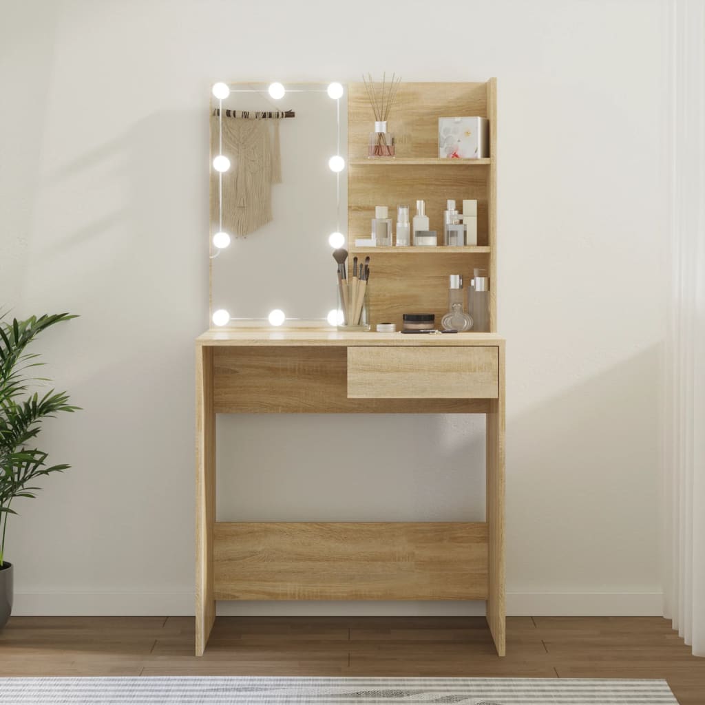 8720286644010_m_en_hd_1 Provira Kaptafel met LED 74,5x40x141 cm bewerkt hout sonoma eikenkleur - Image 1