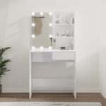 Provira Kaptafel met LED-verlichting 74,5x40x141 cm hoogglans wit