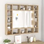 Provira Spiegelkast met LED-verlichting 91x15x76,5 cm sonoma eikenkleur
